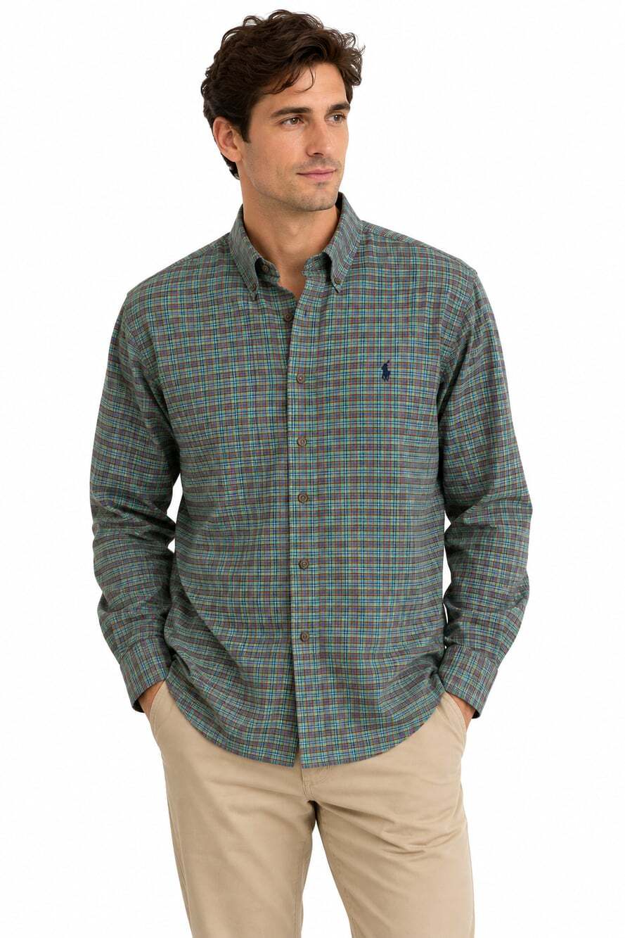Polo Ralph Lauren Men’s Plaid Long Sleeve Button Down Dress Shirt (Size L)